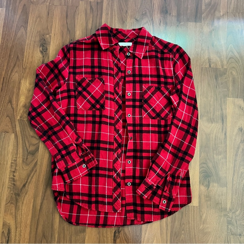 Pacsun LA Hearts Red/Black/White Flannel Button Down Shirt